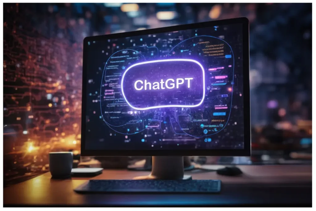 ChatGPT logo on chat window.